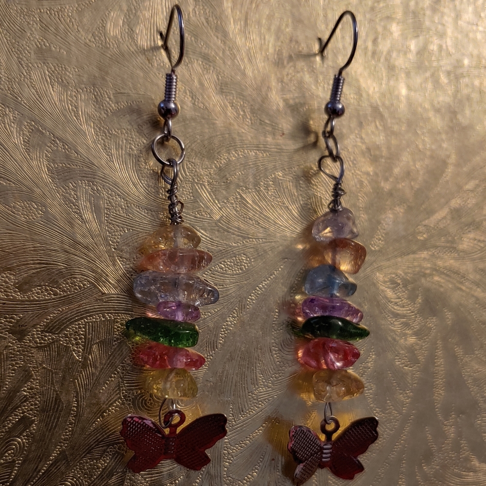 Multi-colored beaded earrings